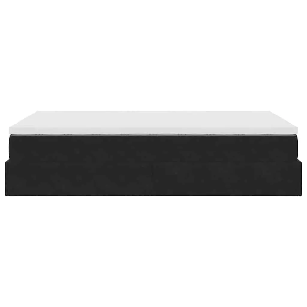 Ottoman Storage Bed Black Velvet King Single with Pocket Spring Mattress and Hydraulic Lift Mechanism