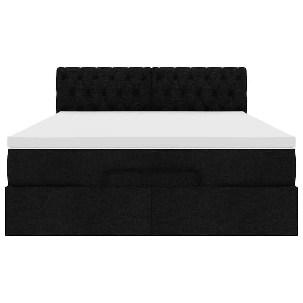 Ottoman Bed Double Black Fabric Pocket Spring Mattress Hydraulic Lift Storage Frame