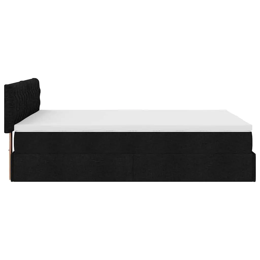 Ottoman Bed Double Black Fabric Pocket Spring Mattress Hydraulic Lift Storage Frame