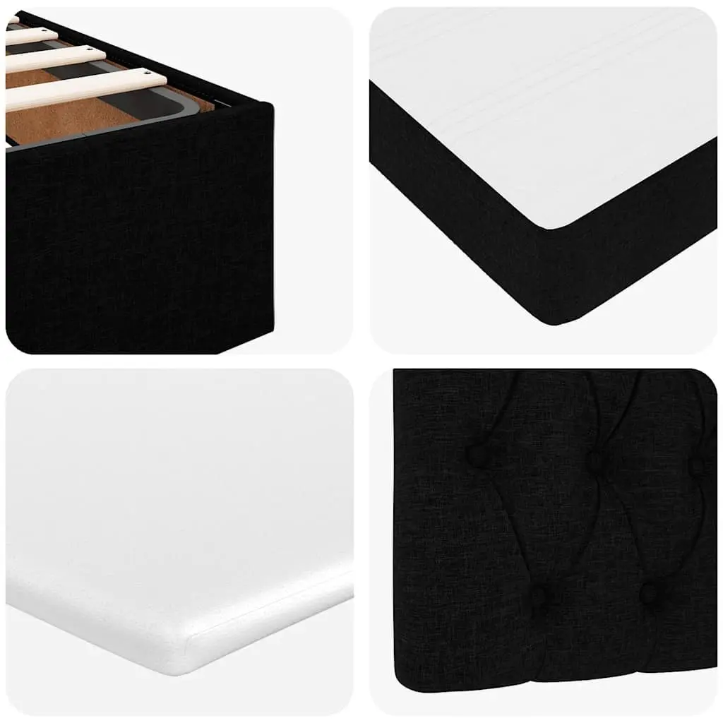 Ottoman Bed Double Black Fabric Pocket Spring Mattress Hydraulic Lift Storage Frame
