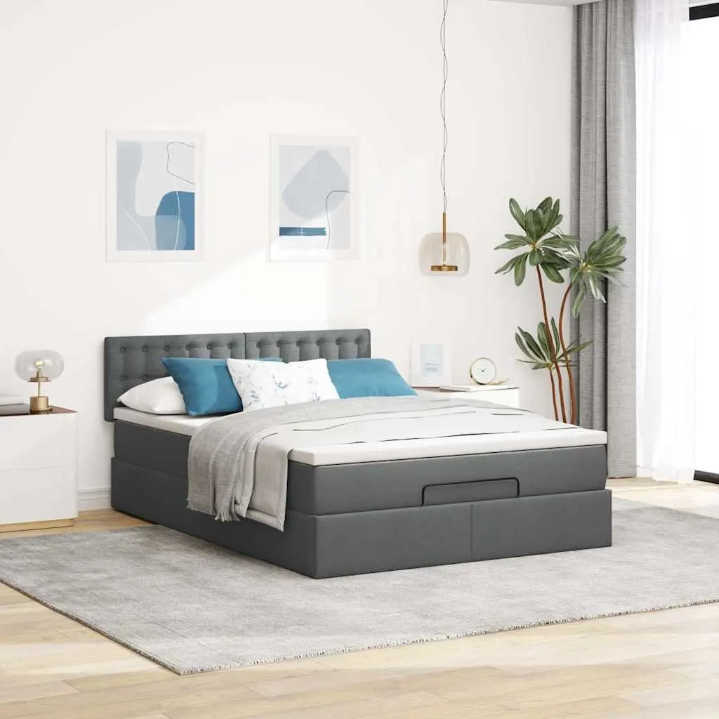 Ottoman Bed Grey Queen Pocket Spring Mattress Hydraulic Lift Storage