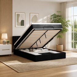 Compact Queen Ottoman Bed with Pocket Spring Mattress