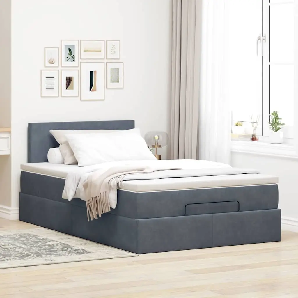 Ottoman Bed Grey King Single Storage Lift Velvet Pocket Spring
