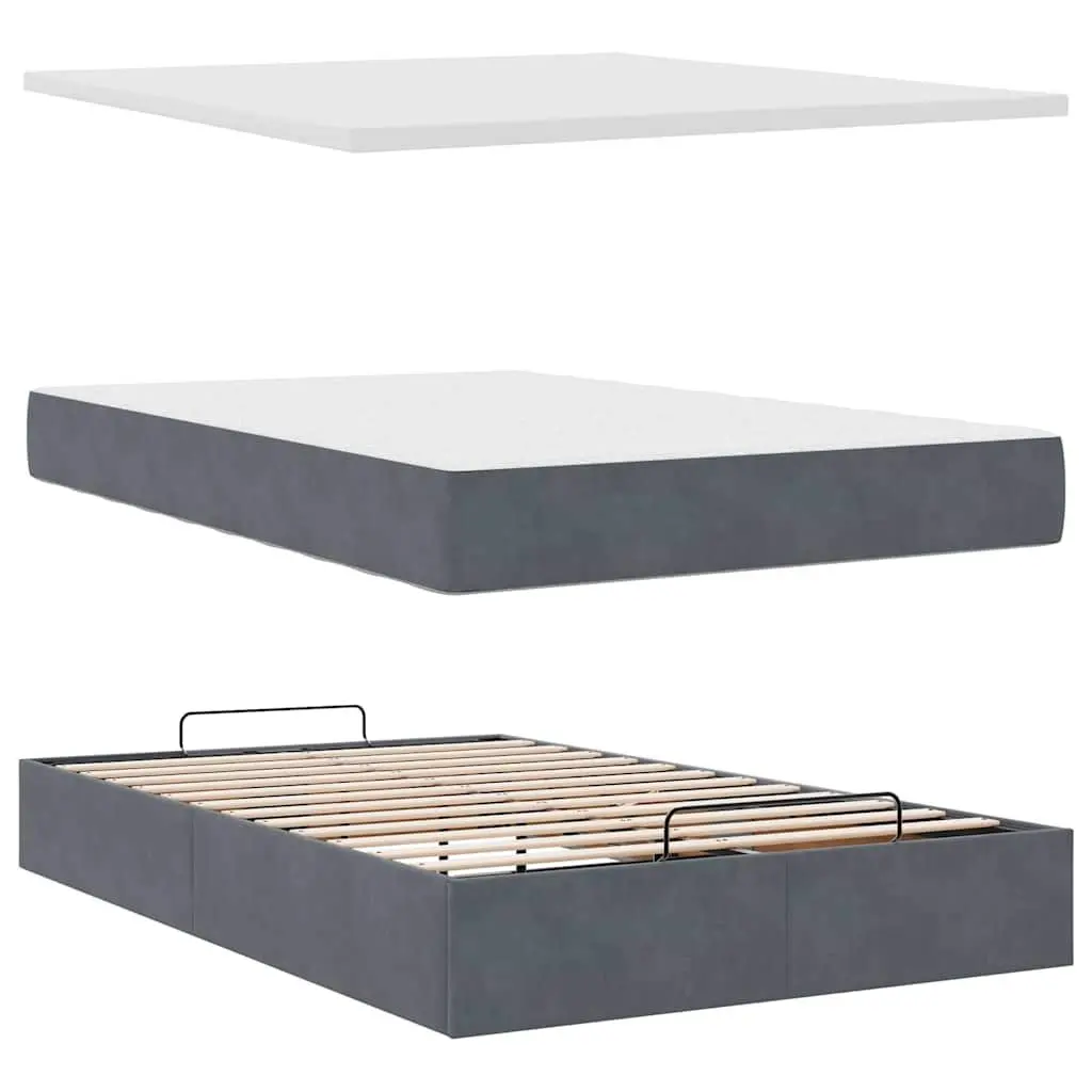 Ottoman Bed Grey King Single Storage Lift Velvet Pocket Spring