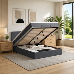 Compact Grey Velvet Ottoman Bed for Stylish Comfort