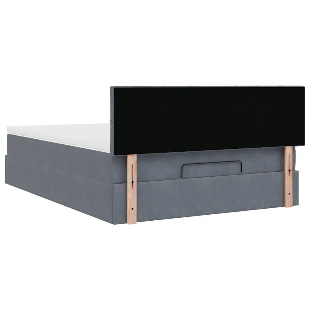 Ottoman Bed Grey Velvet Double Hydraulic Lift-Up Frame with Pocket Spring Mattress