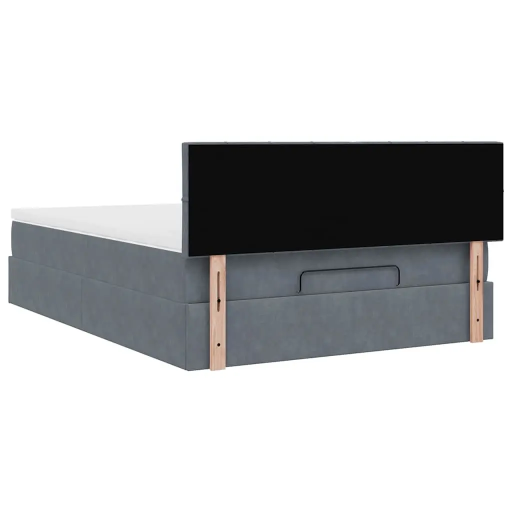 Queen Ottoman Bed Grey Velvet Pocket Spring Mattress Hydraulic Lift Storage