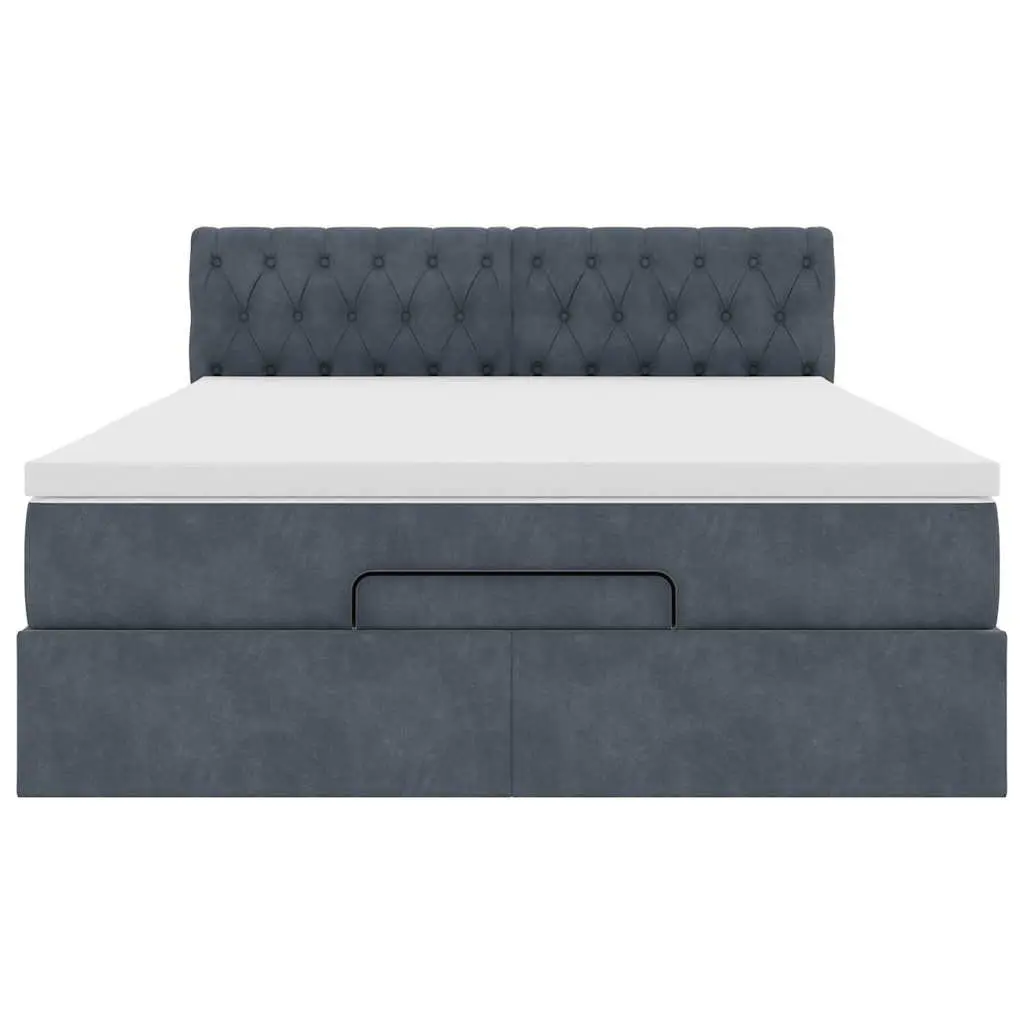 Ottoman Bed Grey Velvet Queen Pocket Spring Mattress Hydraulic Lift Storage