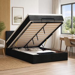 Ottoman Bed with Pocket Spring Mattress and LED Lights