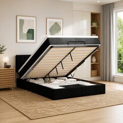 Ottoman Bed with Integrated Storage and LED Lights