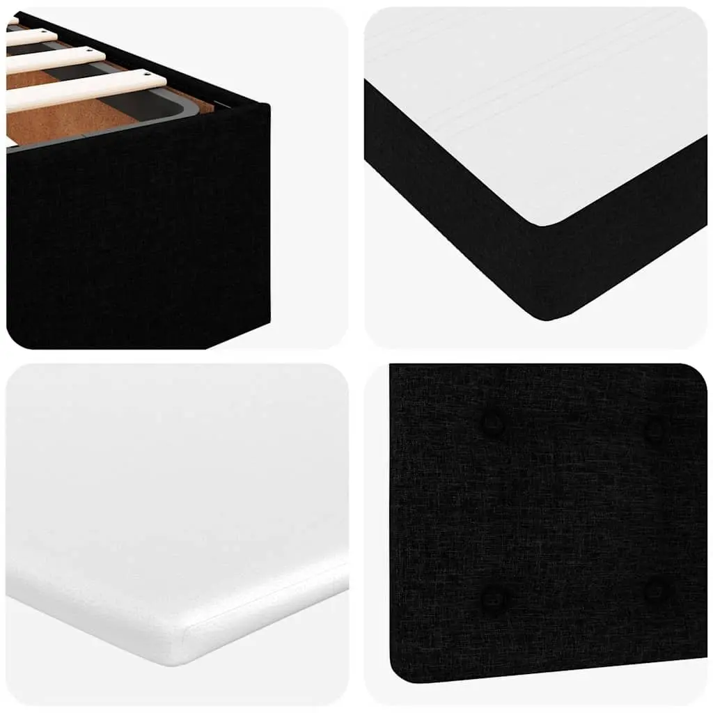 Ottoman Bed Black Fabric Double Pocket Spring Mattress LED Lights Storage