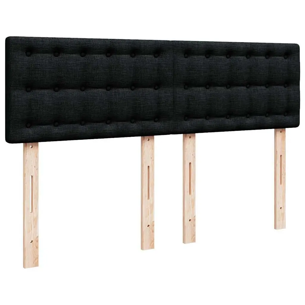 Ottoman Bed Black Fabric Double Pocket Spring Mattress LED Lights Storage