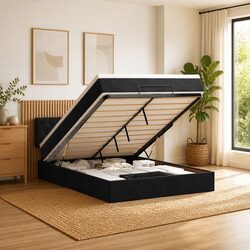 Compact and Durable Queen Ottoman Bed with Storage Solutions