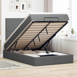 Compact Grey Ottoman Bed with Pocket Spring Mattress
