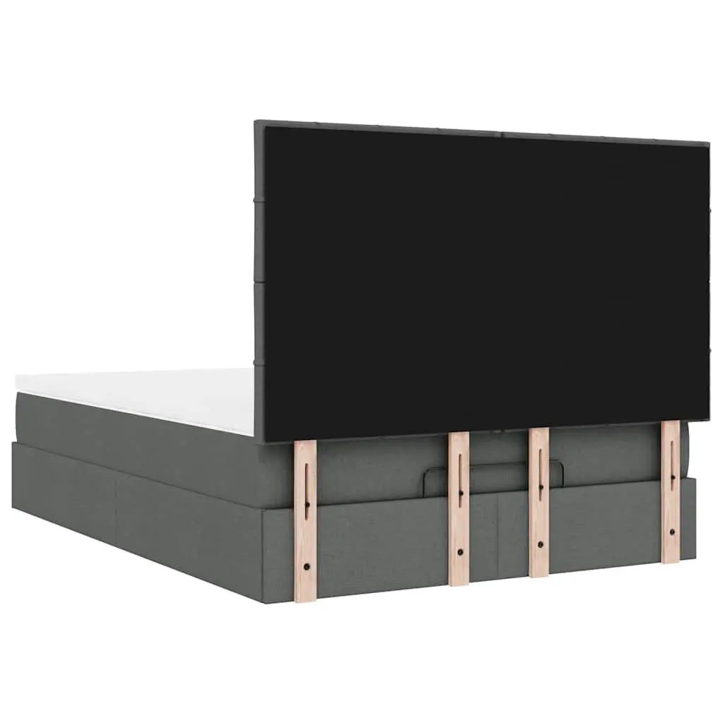 Ottoman Bed Grey Queen Size with Mattress Storage Lift Slat Base