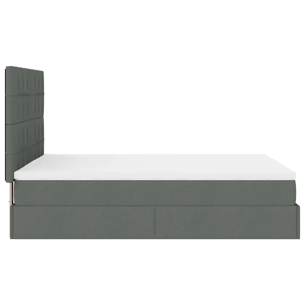 Ottoman Bed Grey Queen Size with Mattress Storage Lift Slat Base