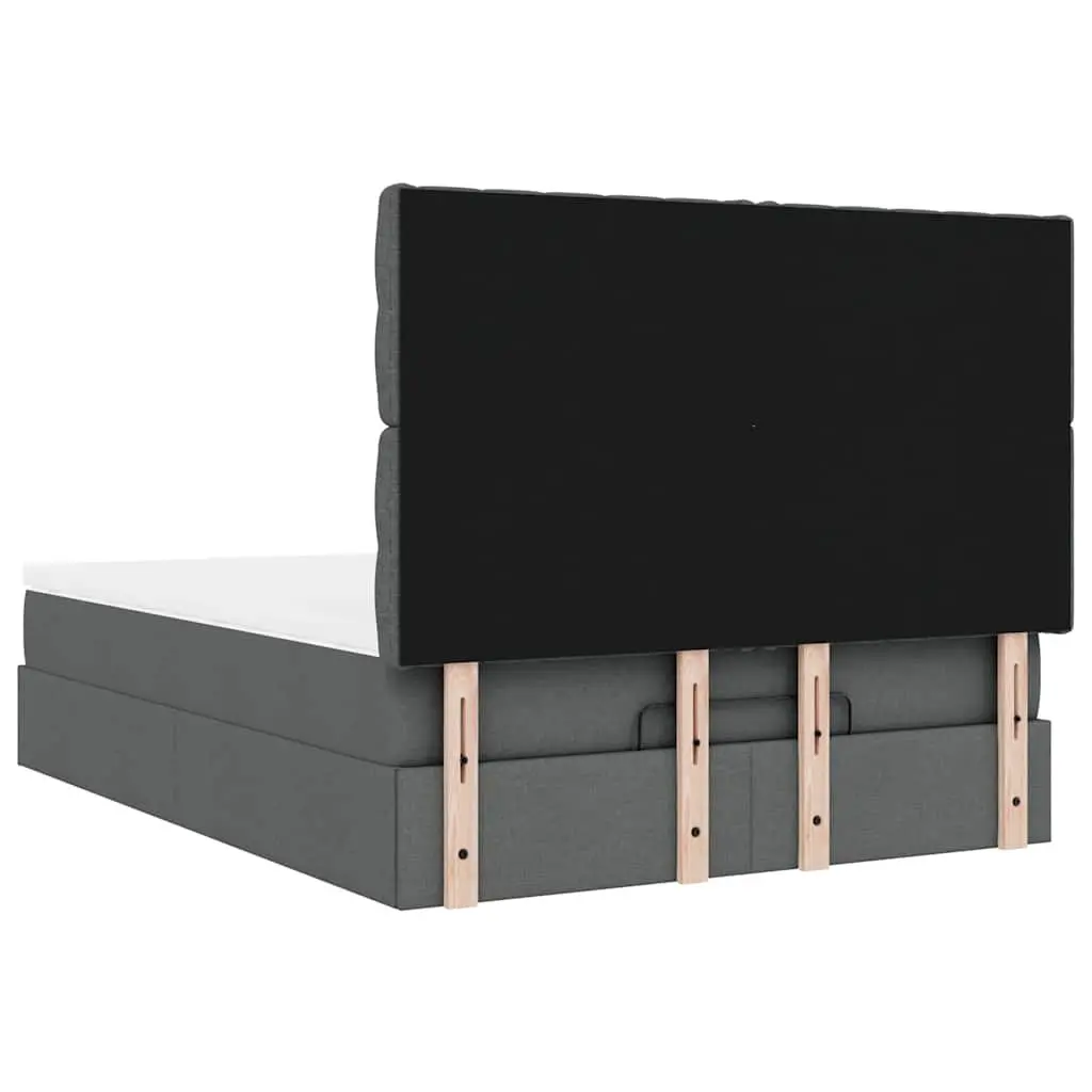 Queen Ottoman Bed Grey with Storage Pocket Spring Mattress and Hydraulic Lift Function