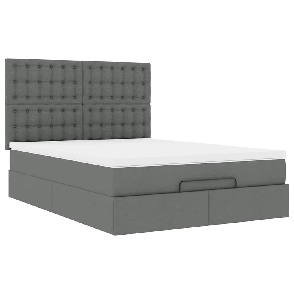 Ottoman Bed Grey Queen Size with Pocket Spring Mattress Hydraulic Lift Storage Frame