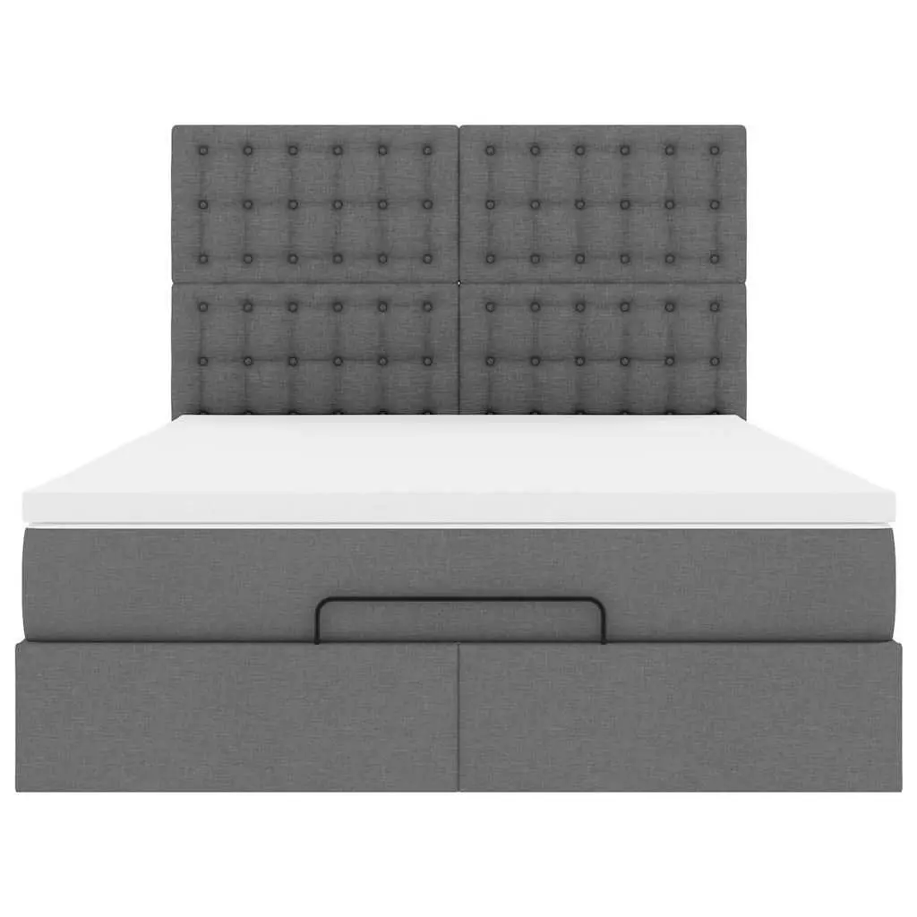 Ottoman Bed Grey Queen Size with Pocket Spring Mattress Hydraulic Lift Storage Frame