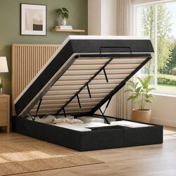 Black Ottoman Bed with Pocket Spring Mattress