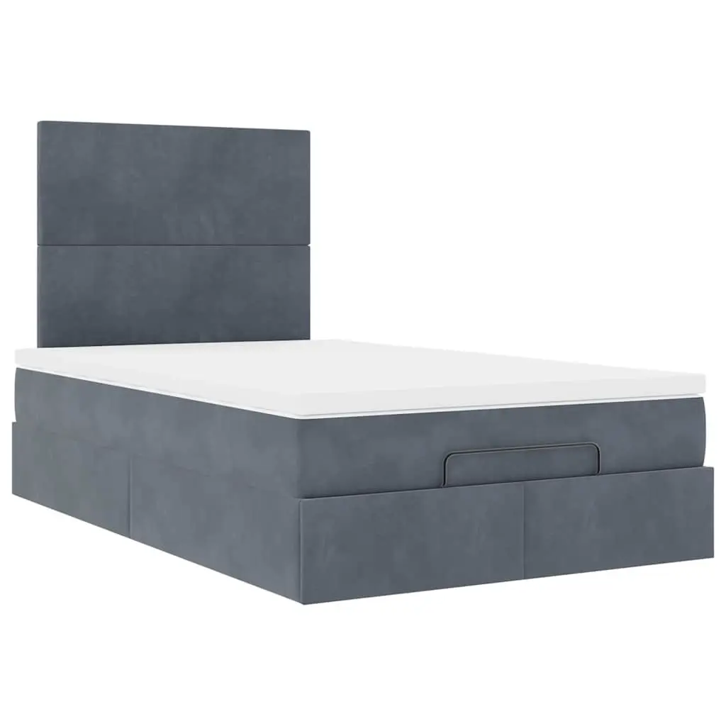 Ottoman Bed Grey Velvet King Single Upholstered Storage Frame with Pocket Spring Mattress and Hydraulic Lift Mechanism