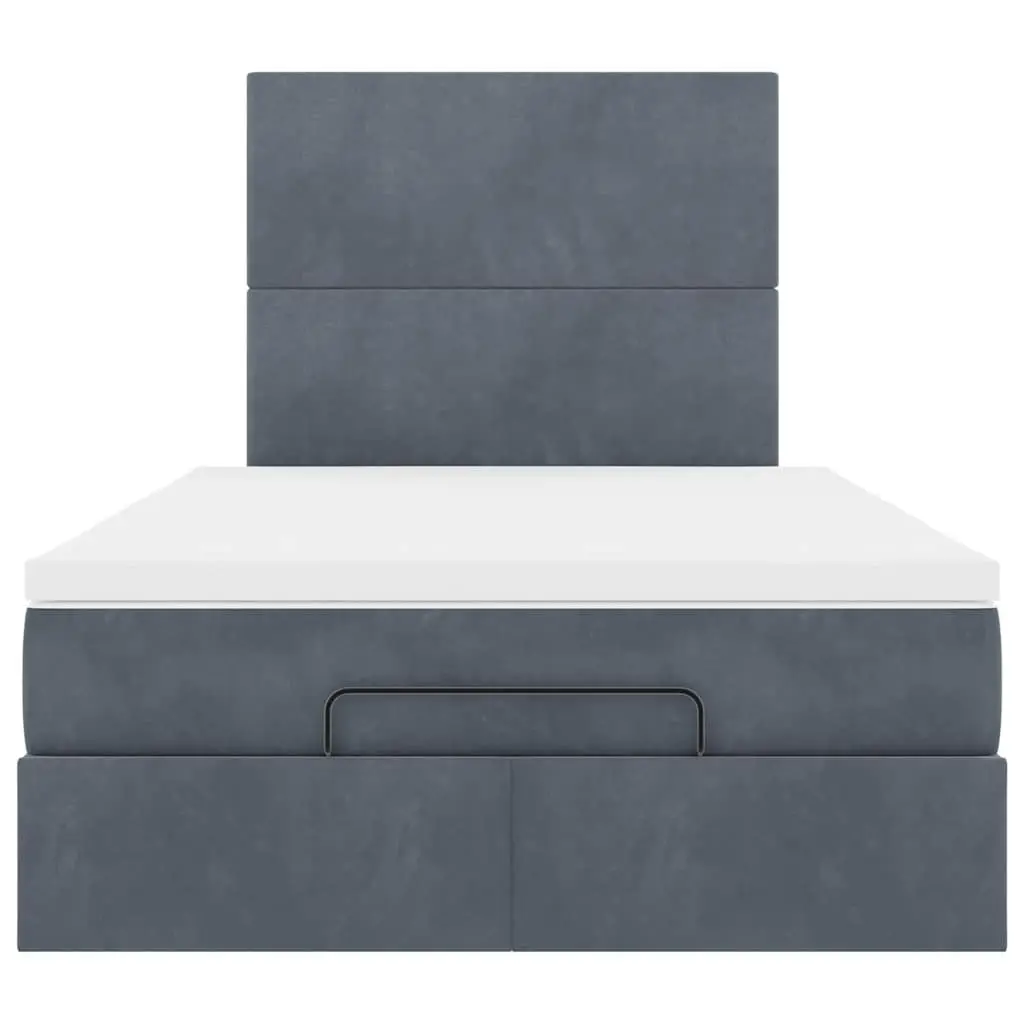 Ottoman Bed Grey Velvet King Single Upholstered Storage Frame with Pocket Spring Mattress and Hydraulic Lift Mechanism