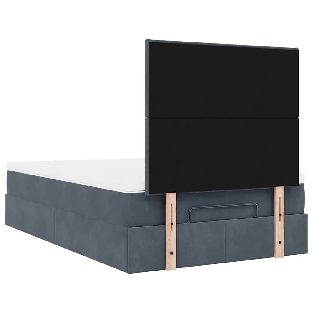 Ottoman Bed Grey Velvet King Single Upholstered Storage Frame with Pocket Spring Mattress and Hydraulic Lift Mechanism