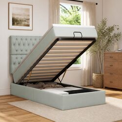 Concise Black Velvet Ottoman Bed with Mattresses