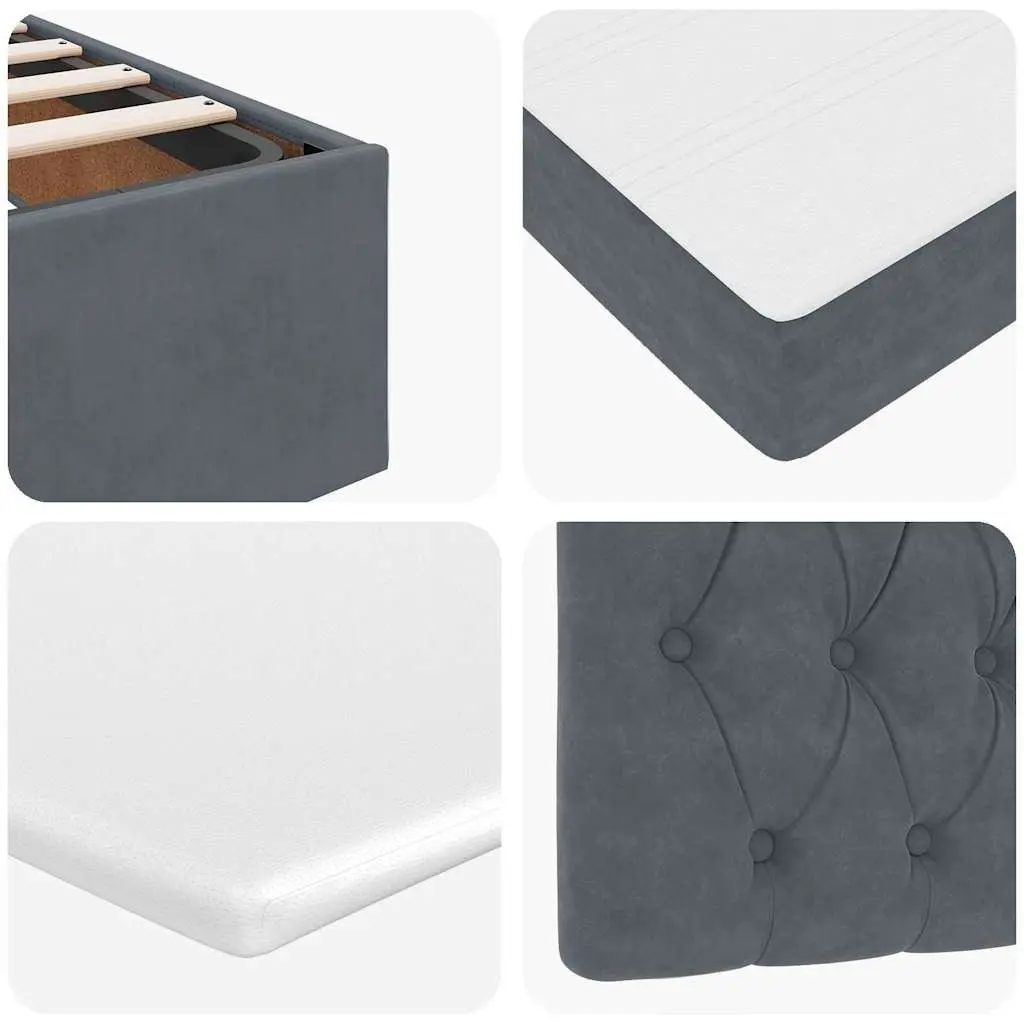Ottoman Bed Grey Velvet King Single Storage Lift-Up Frame with Pocket Spring Mattress