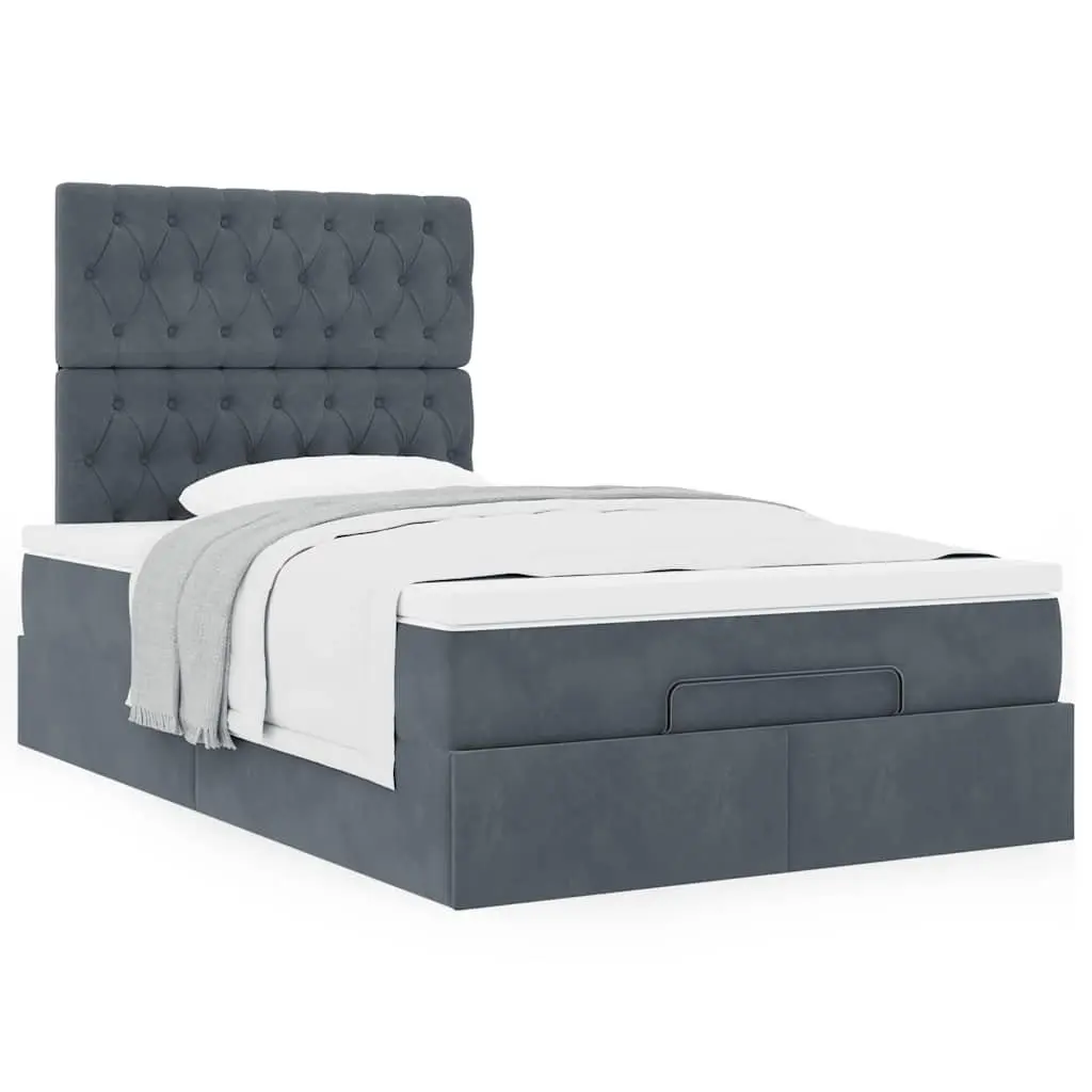 Ottoman Bed Grey Velvet King Single Storage Lift-Up Frame with Pocket Spring Mattress