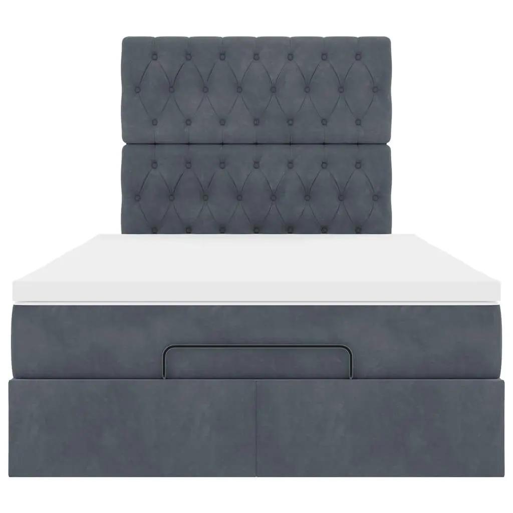 Ottoman Bed Grey Velvet King Single Storage Lift-Up Frame with Pocket Spring Mattress