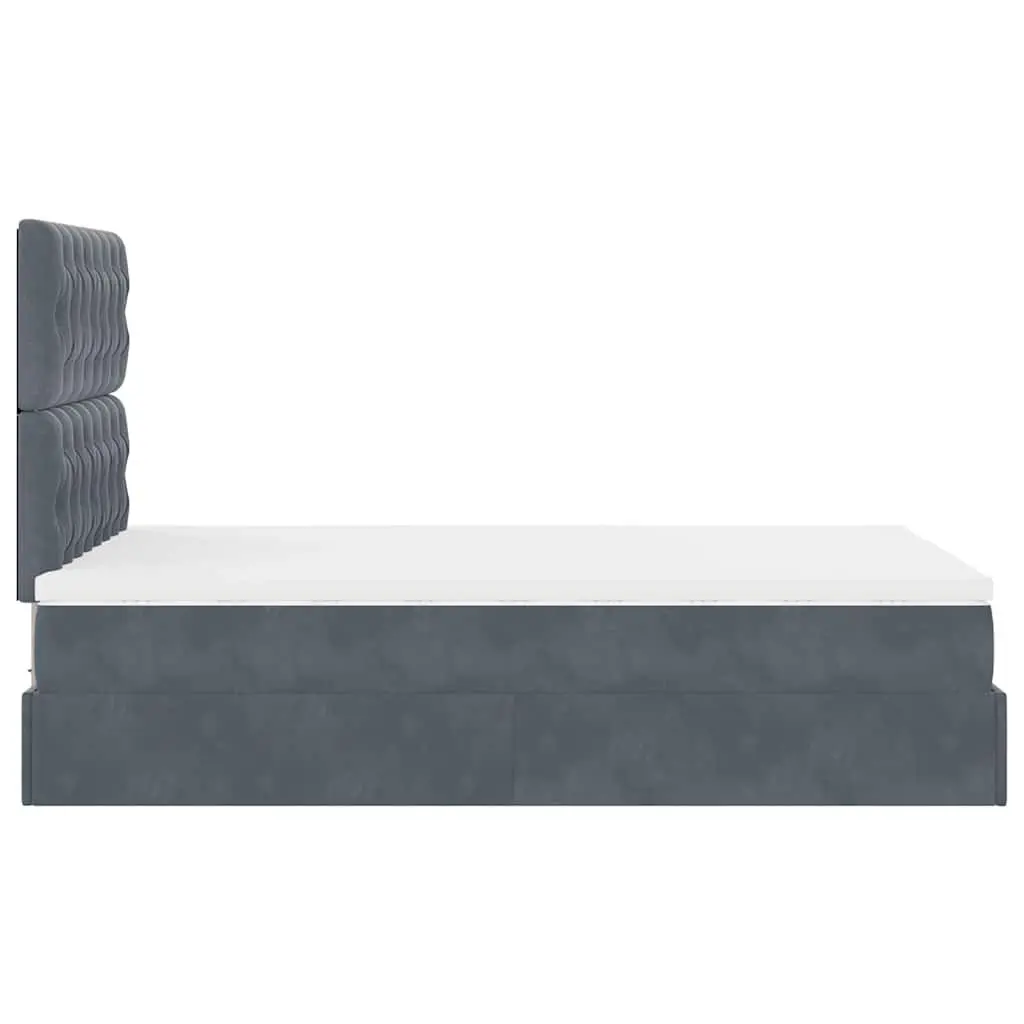 Ottoman Bed Grey Velvet King Single Storage Lift-Up Frame with Pocket Spring Mattress