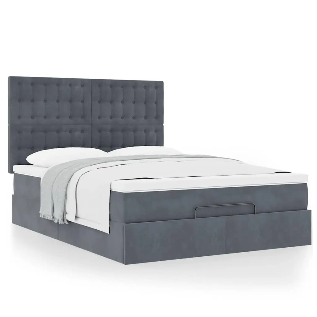 Ottoman Bed Grey Velvet Queen Pocket Spring Mattress Hydraulic Lift Storage