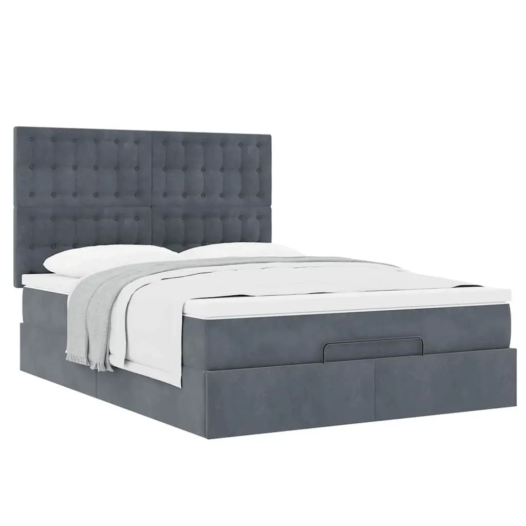 Ottoman Bed Grey Velvet Queen Pocket Spring Mattress Hydraulic Lift Storage