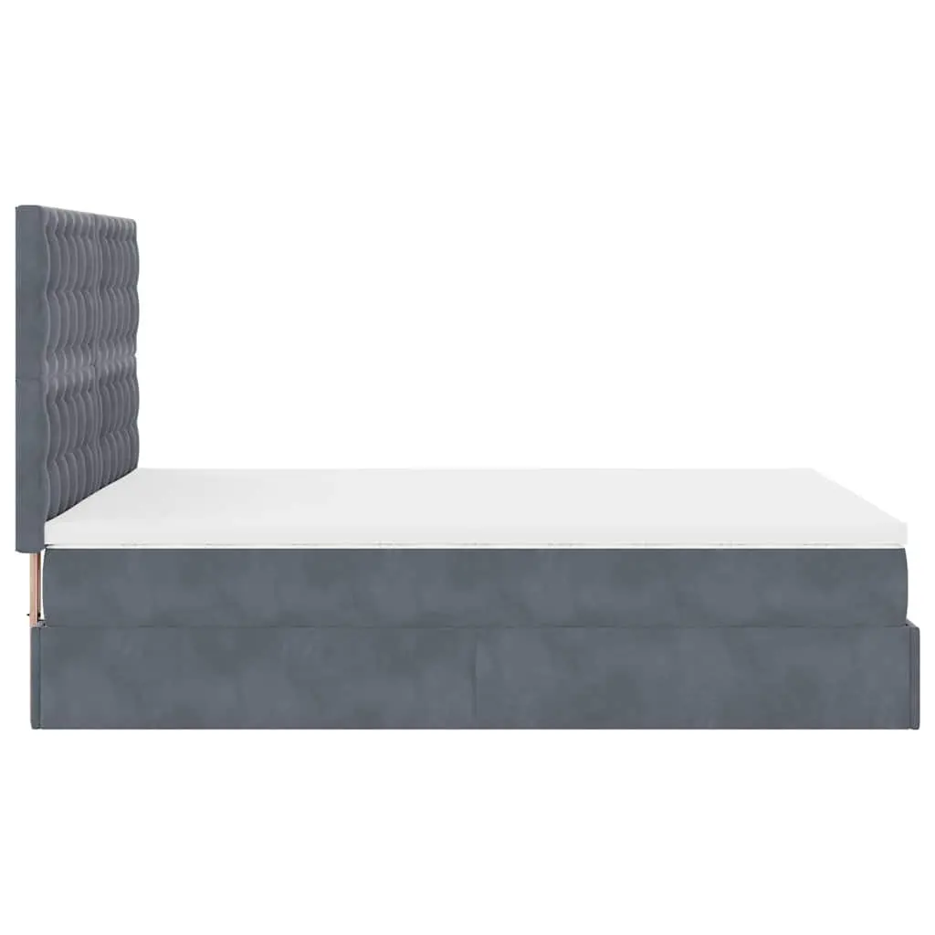 Ottoman Bed Grey Velvet Queen Pocket Spring Mattress Hydraulic Lift Storage