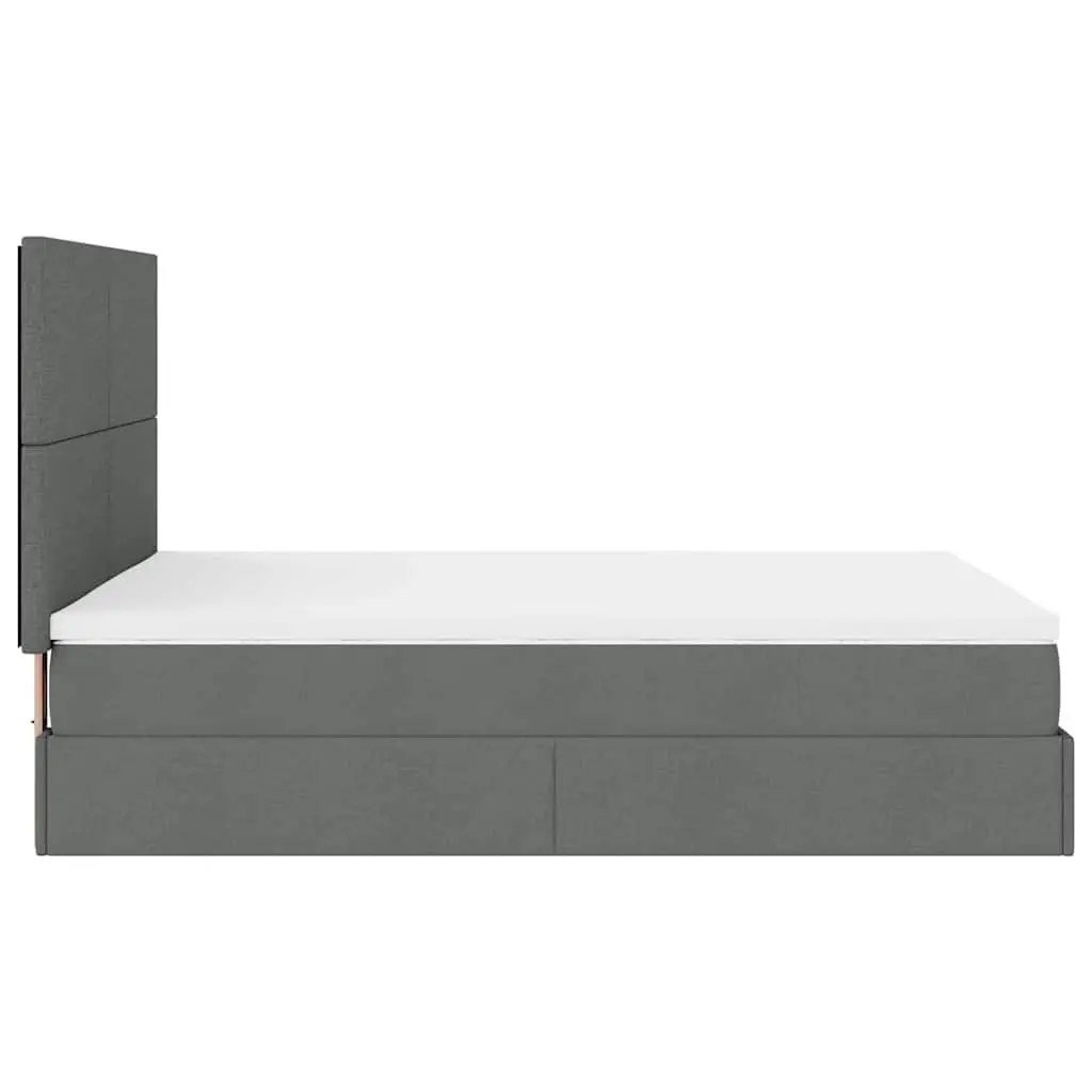Ottoman Bed Grey Queen Pocket Spring Mattress LED Lights Storage