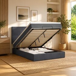 Double Ottoman Bed with LED and Storage