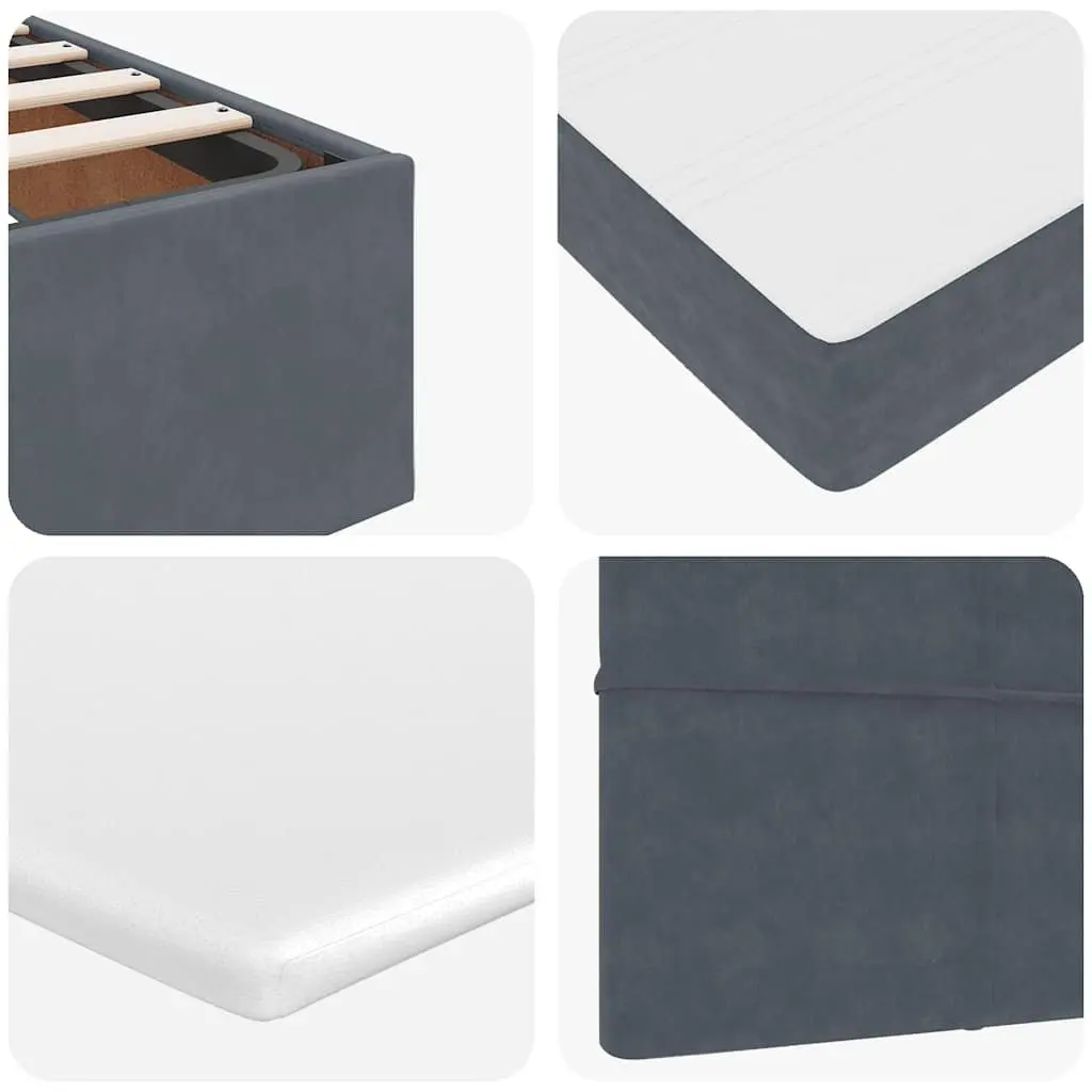 Ottoman Bed with Pocket Spring Mattress Topper LED Lights Grey Velvet Queen