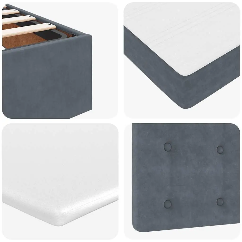 Ottoman Bed Grey Velvet Queen Pocket Spring Mattress Topper LED Lights