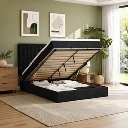 Quality Queen Ottoman Bed with Storage & Adjustable Lighting