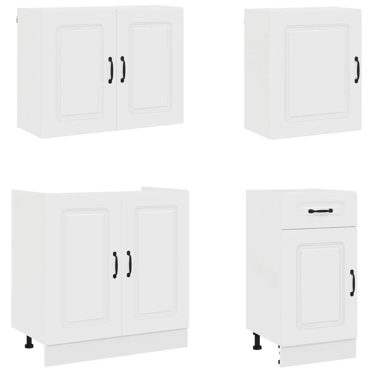 7 Piece White Kitchen Cabinet Set Engineered Wood Storage Furniture with Multiple Compartments for Organized Cooking Space