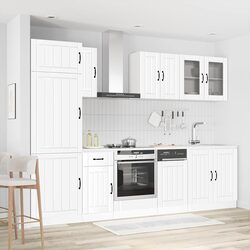 Concise 8-Piece White Kitchen Cabinet Set