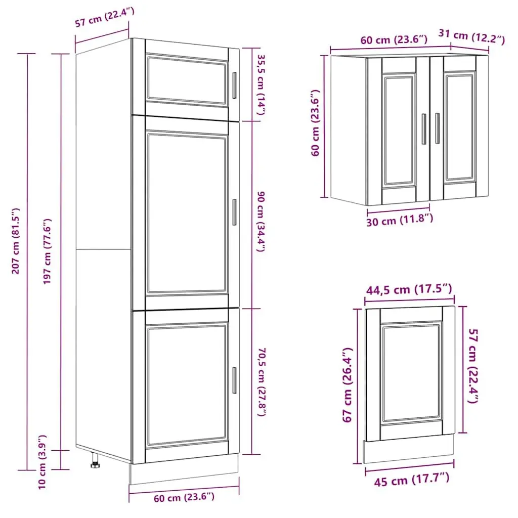 Kitchen Cabinet Set White 8 Piece Engineered Wood Adjustable Feet