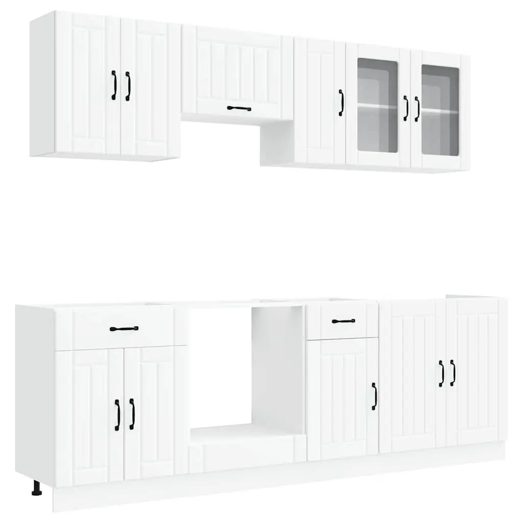 8 Piece Kitchen Cabinet Set White Storage Cupboard Engineered Wood Furniture