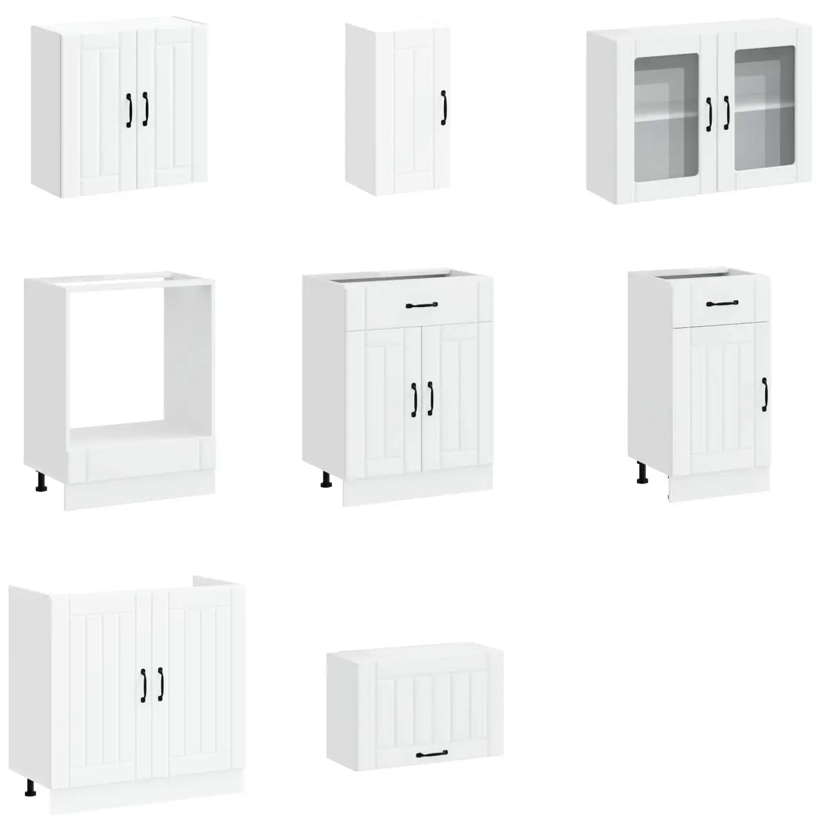 8 Piece Kitchen Cabinet Set White Storage Cupboard Engineered Wood Furniture