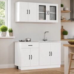 4-Piece White Kitchen Cabinet Set for Ample Storage