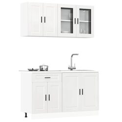 Compact 4 Piece Kitchen Cabinet Set in High Gloss White