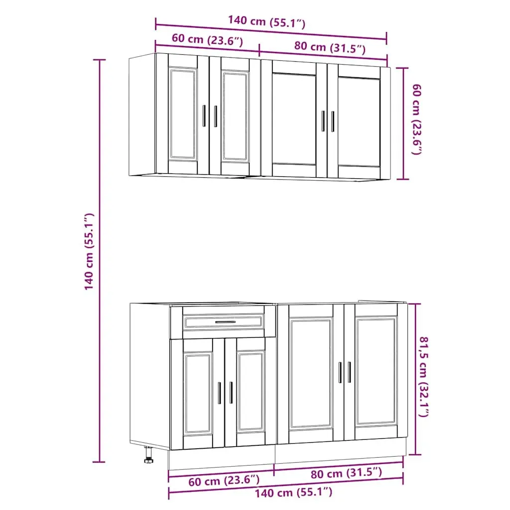 4 Piece High Gloss White Engineered Wood Storage Cabinet Set for Kitchen Organization