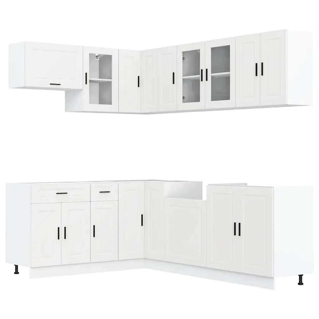 Kitchen Cabinet Set White 11 Piece Engineered Wood Adjustable Feet