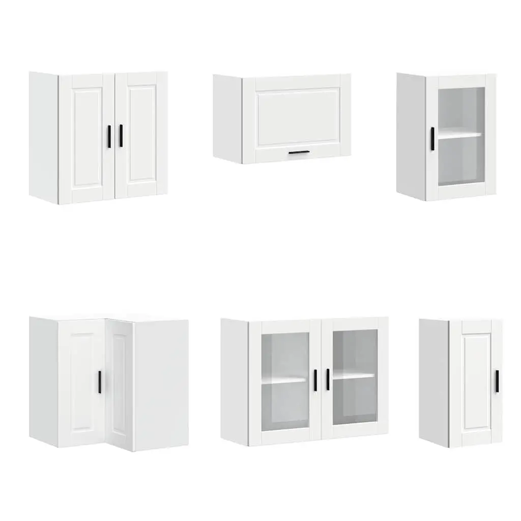 Kitchen Cabinet Set White 11 Piece Engineered Wood Adjustable Feet